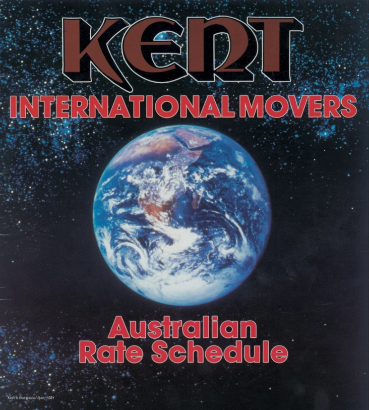 Kent International Movers global relocation service Australian rate schedule brochure