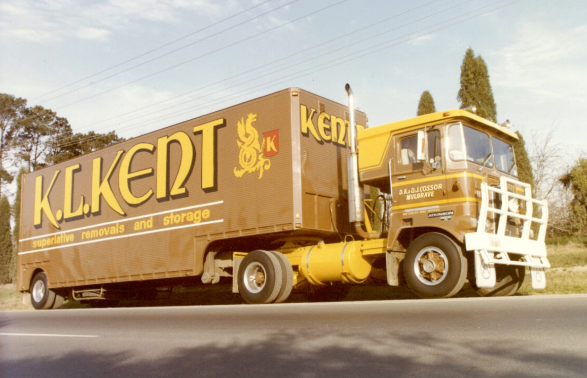 Kent removals and storage truck showcasing company relocation heritage