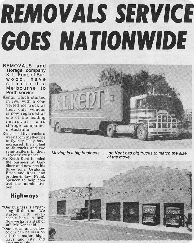 Historic Kent Removals & Storage truck and warehouse showcasing company relocation heritage