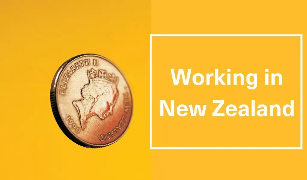 Working in New Zealand concept with New Zealand coin illustration
